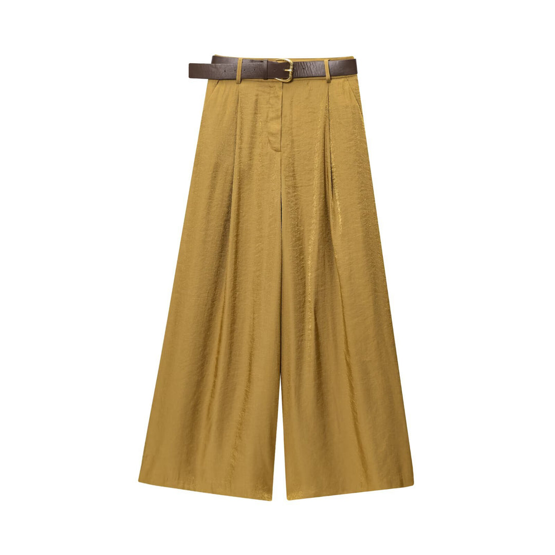 Wide palazzo pants for women with stylish belt and side slit Lune London
