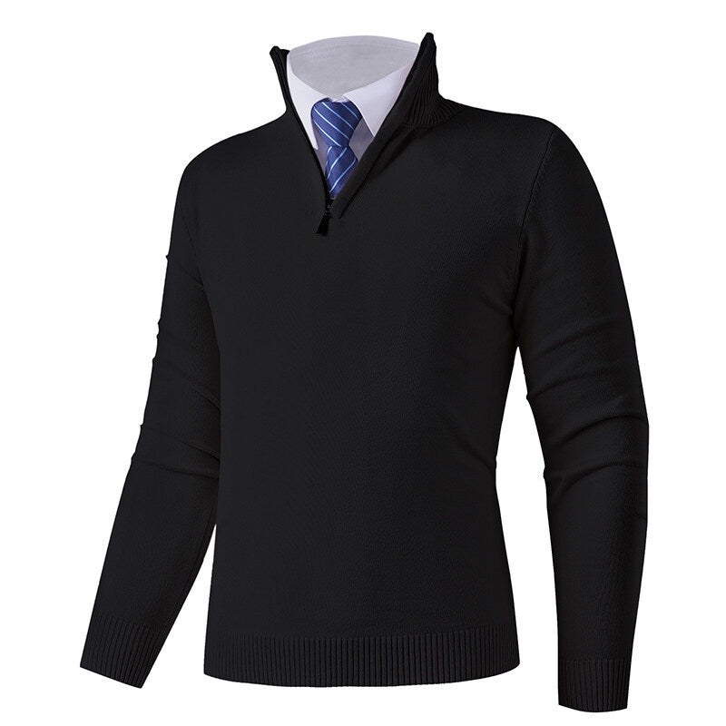 Men's knit sweater with modern zipper and elastic hem Lune London
