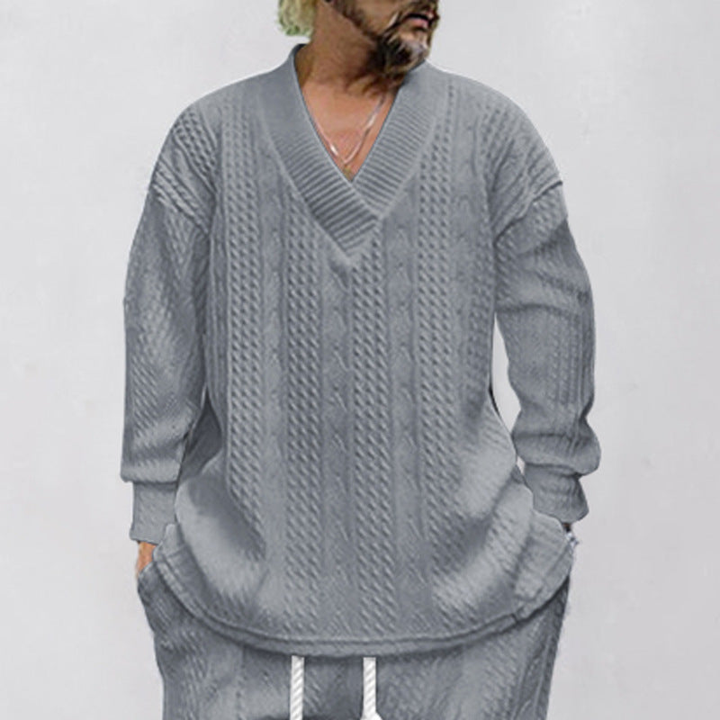 Men's casual knitted sweater with V-neck and modern pattern Chic and style