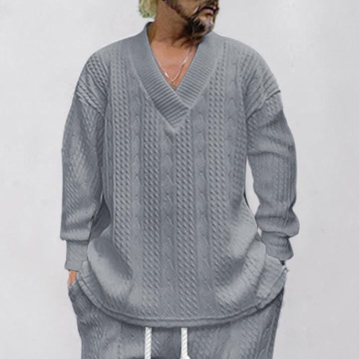 Men's casual knitted sweater with V-neck and modern pattern Chic and style