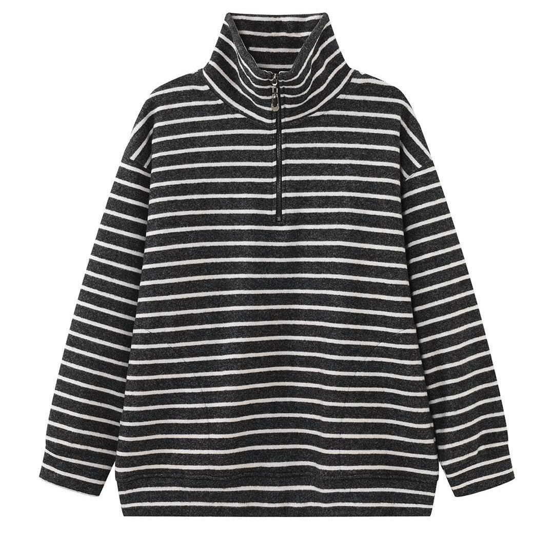 Women's Striped Lounge Set with Half Zip, Stand-Up Collar and Wide Palazzo Pants Amarae