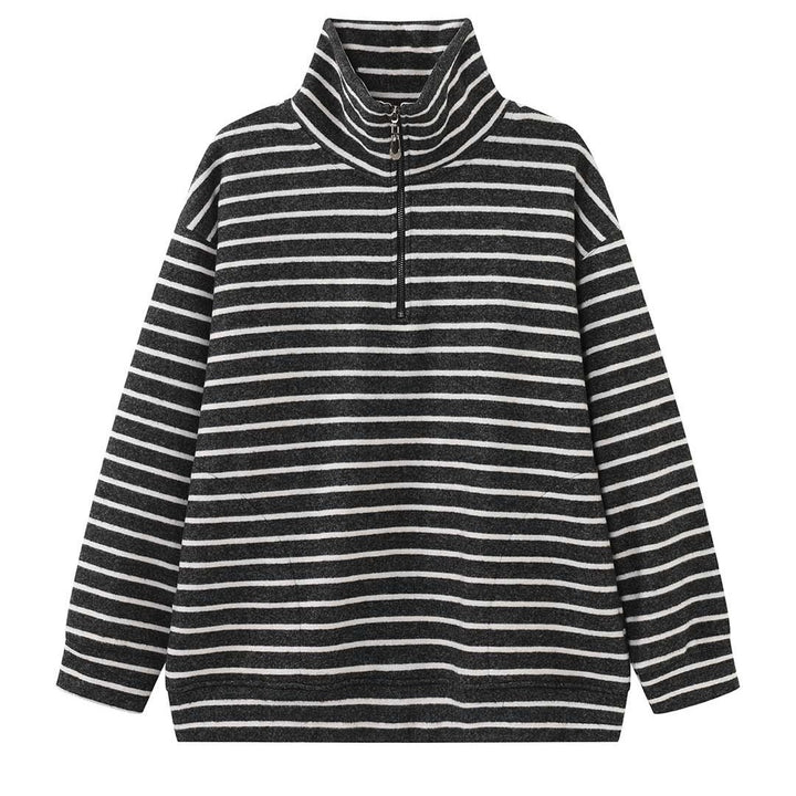 Women's Striped Lounge Set with Half Zip, Stand-Up Collar and Wide Palazzo Pants Amarae