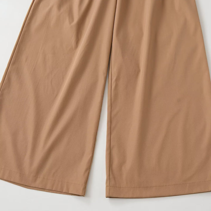 Women's culotte-inspired high-waist palazzo pants with crease and waist belt Amarae