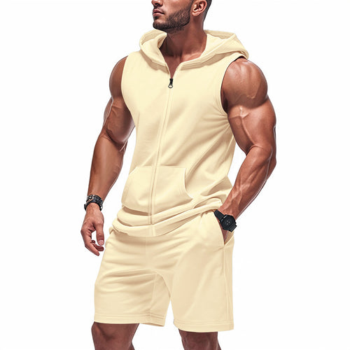 Men's short-sleeve sports set with hood and practical pockets Amarae