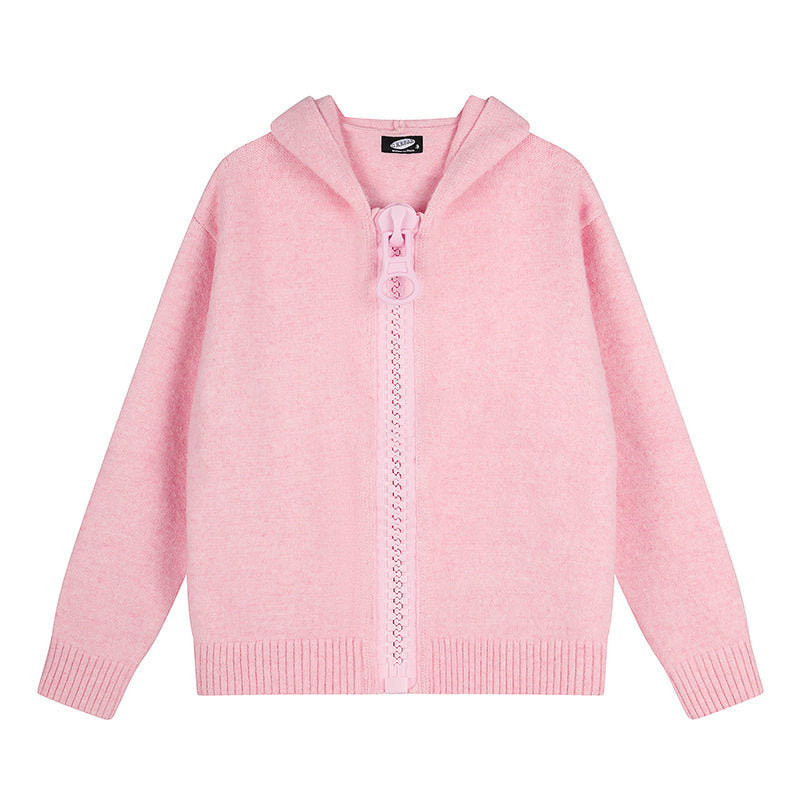 Women’s Hooded Cardigan with Oversized Zipper and Soft Mohair Mix Amarae