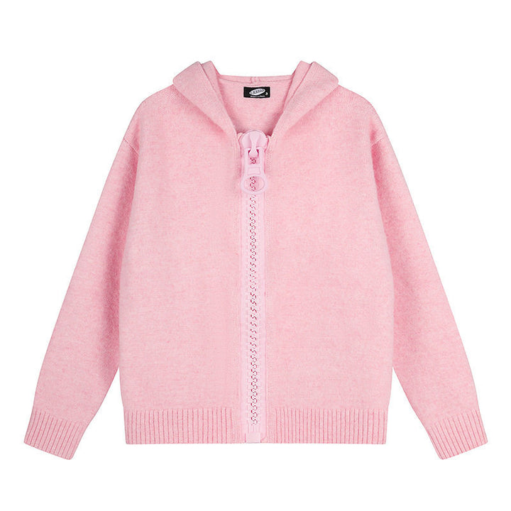 Women’s Hooded Cardigan with Oversized Zipper and Soft Mohair Mix Amarae