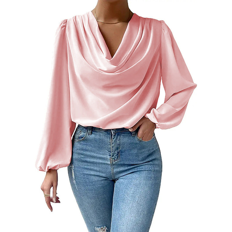 Draped collar blouse for women Lune London