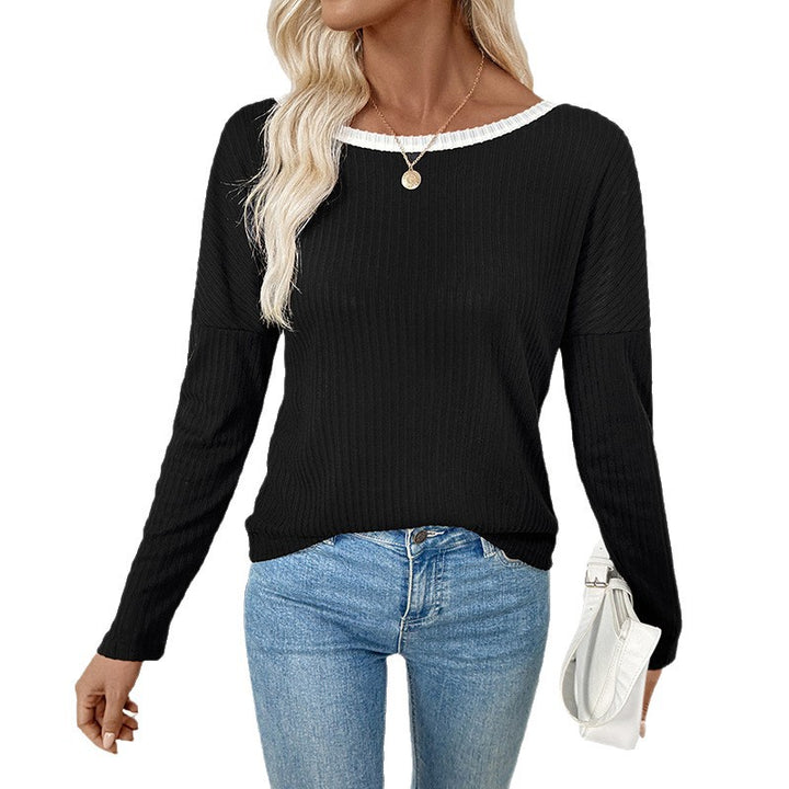 Women's long sleeve shirt with deep V-neck and bow decoration Lune London