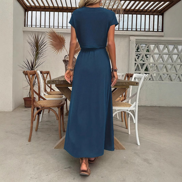 Two-piece set for women with cropped top and high split skirt Lune London