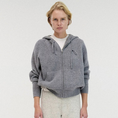 Hooded jacket for women in high-quality wool blend with practical pockets and modern cut Amarae