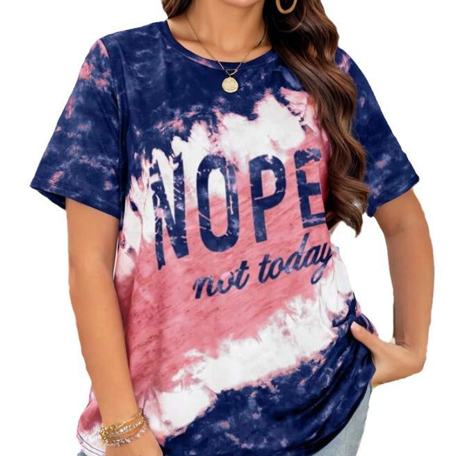 Casual women's T-shirt with a creative batik pattern and catchy lettering Lune London