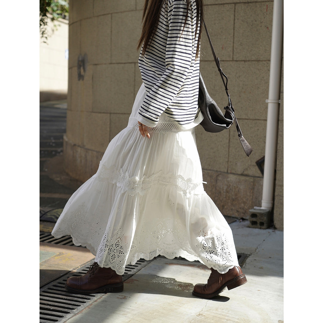 Women's Maritime Stripe Long Sleeve Shirt made of Linen-Cotton Mix Amarae