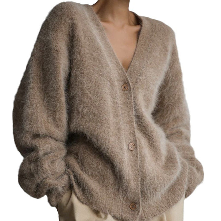 Ladies Oversized Plush Cardigan Lune London