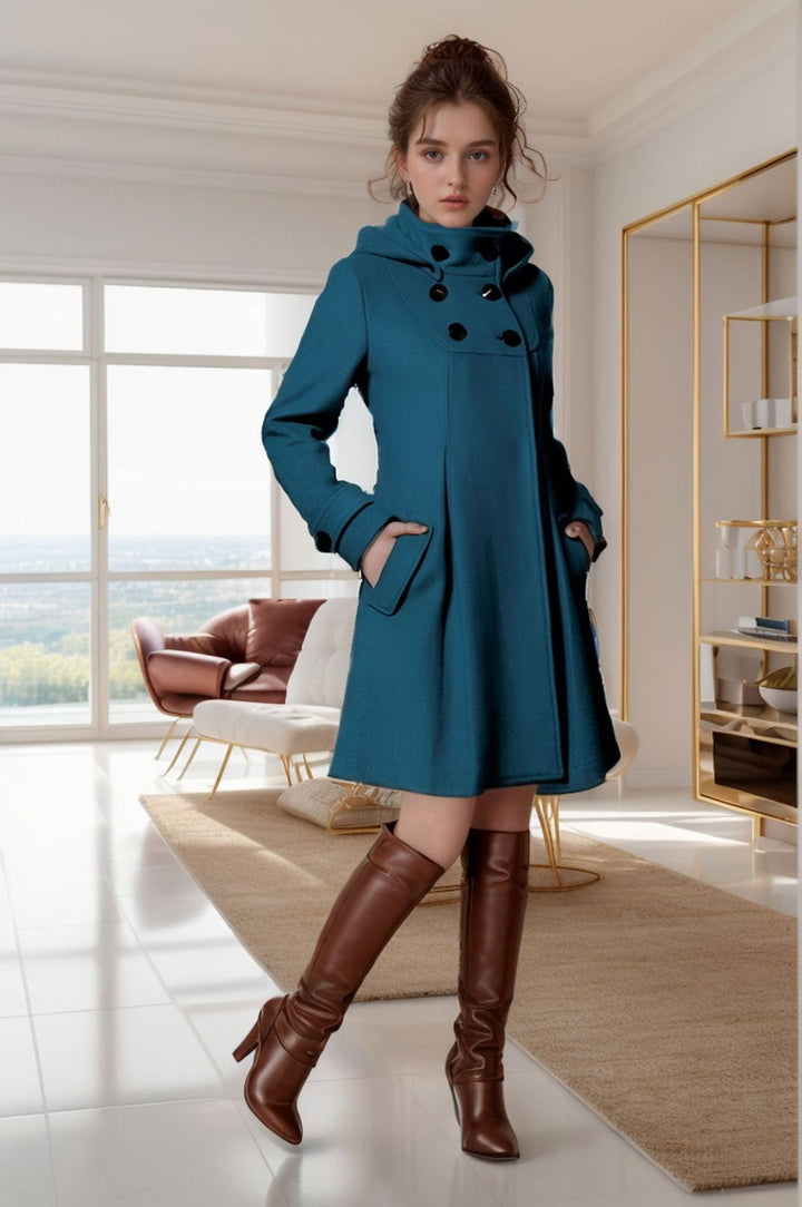 Fashion hoodie coat for women with button details and practical pockets Lune London