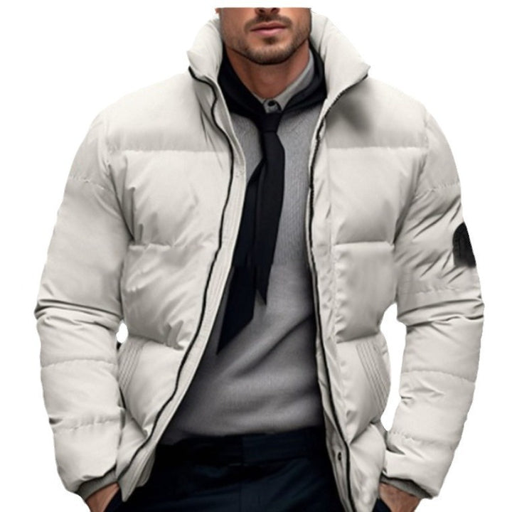 Quilted winter jacket for men with high collar and customizable closure Lune London
