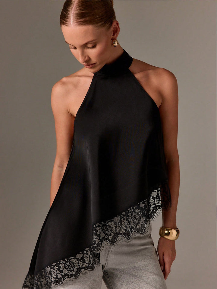 Elegant halter top for women with refined lace finish Chic & Stil