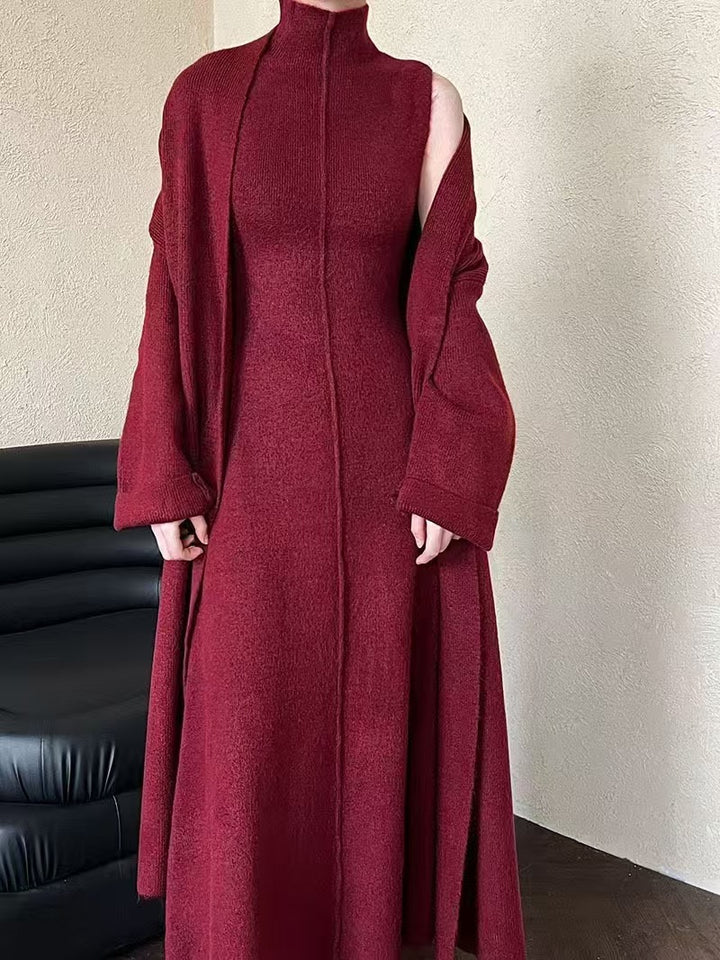 Robe maxi femme avec col montant et manches tombantes Chic & Stil