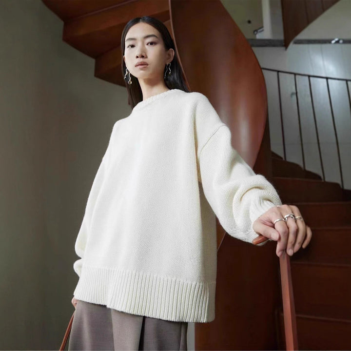 Pull en tricot à manches longues pour femmes avec col montant Chic & Stil