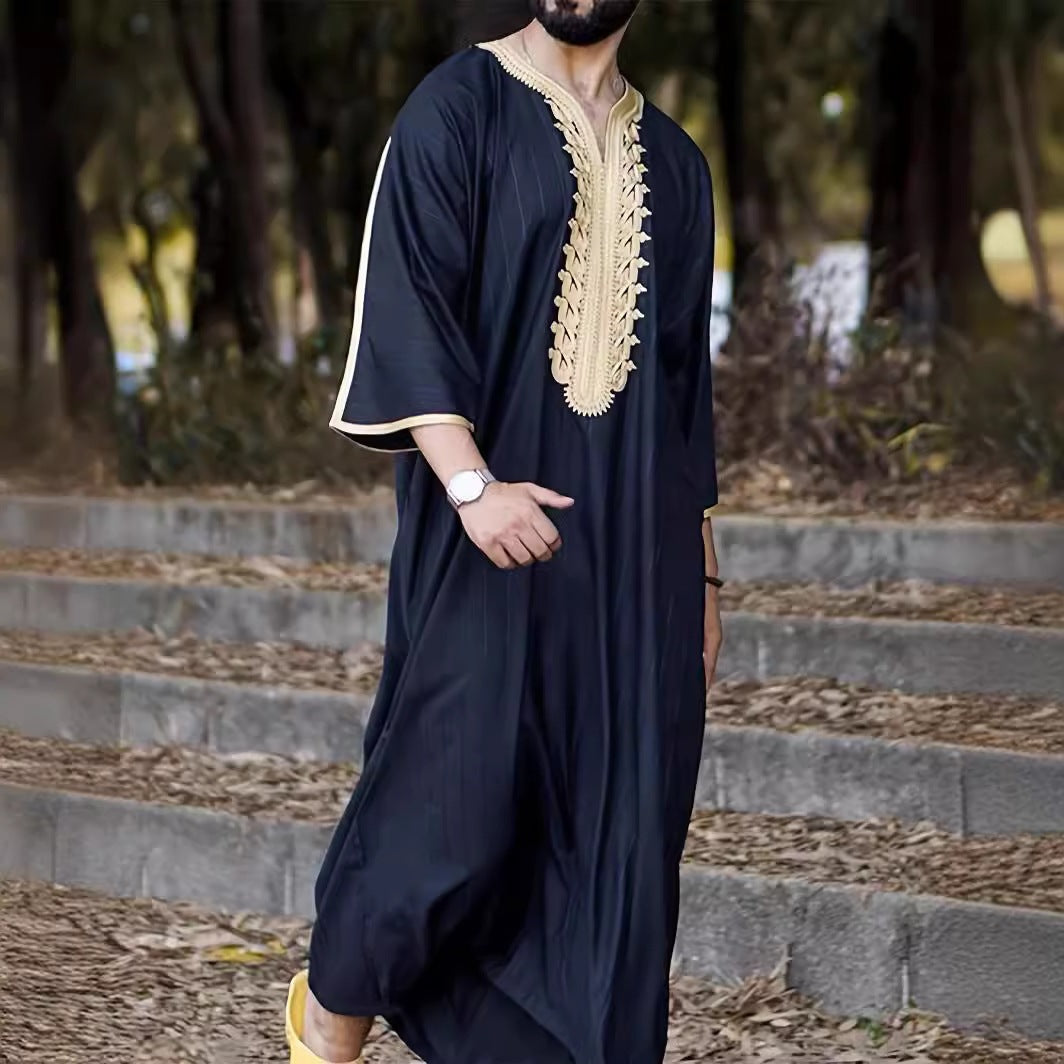 Men's traditional kaftan with artistic embroidery details Lune London