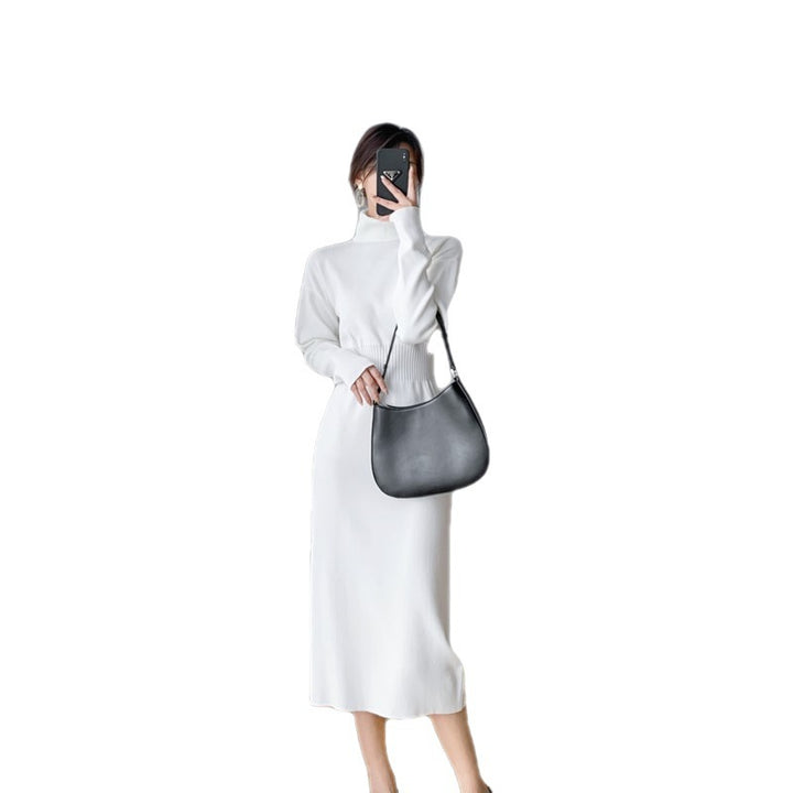 Robe tricotée pour femmes avec col montant et silhouette ajustée Chic & Stil