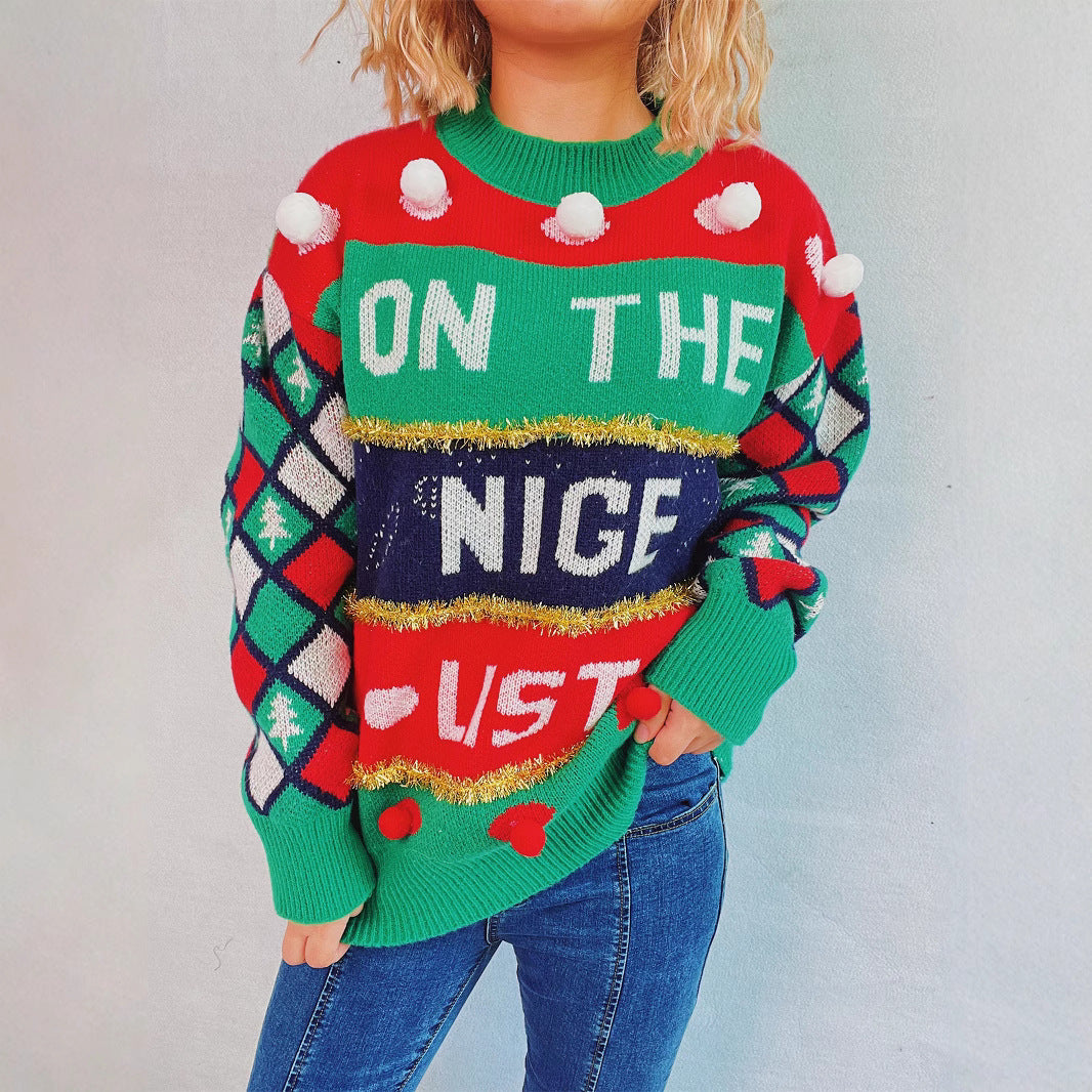 Christmas sweater for women with three-dimensional patterns and sparkling accents Lune London