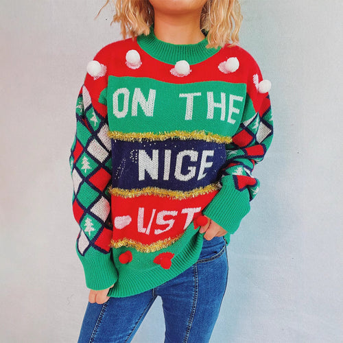 Christmas sweater for women with three-dimensional patterns and sparkling accents Amarae
