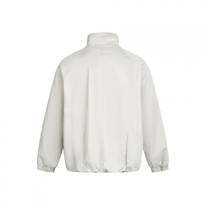 Men's Minimalist Nylon Bomber Jacket with Stand Collar, Raglan Sleeves and Gathered Hem Amarae