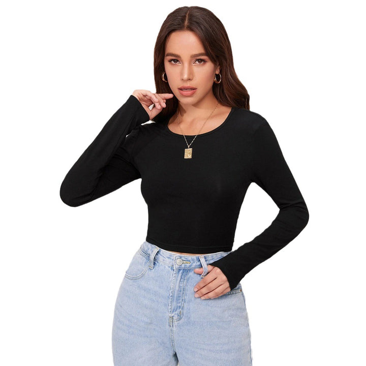 Chemise à manches longues courte pour femme avec une élégante texture côtelée Chic & Stil