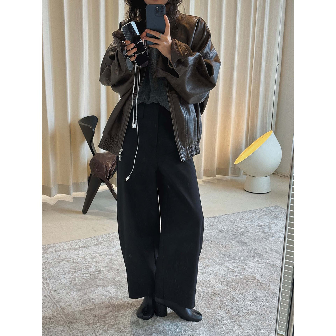 Women Elegant high-waisted culotte trousers made of wool blend with crease and straight leg Amarae