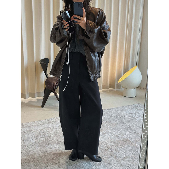 Women Elegant high-waisted culotte trousers made of wool blend with crease and straight leg Amarae
