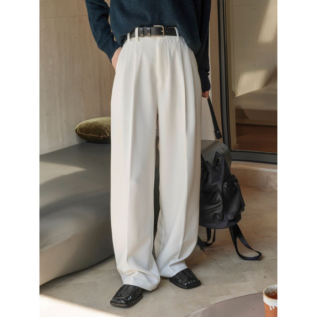 Women Wide High-Waisted Pleated Palazzo Pants with Flowing Fall Amarae