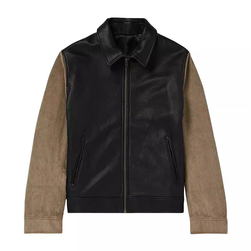 Fashionable men's transitional jacket with contrasting sleeves and modern collar Lune London