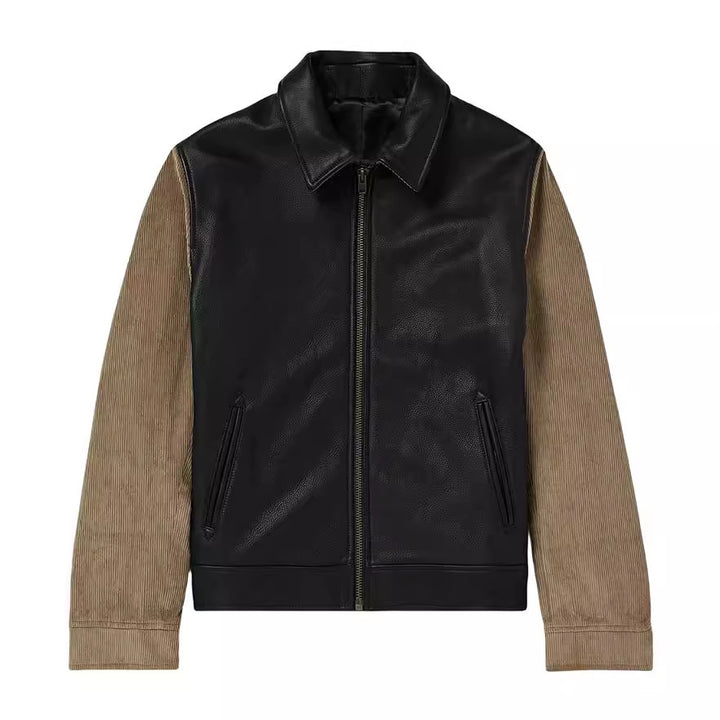 Fashionable men's transitional jacket with contrasting sleeves and modern collar Lune London