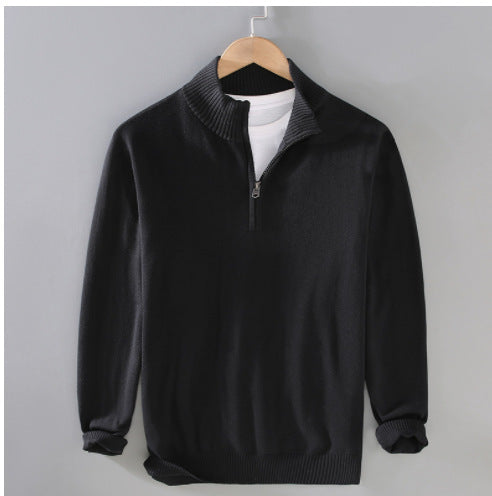 Men's sweater with modern high collar and zipper Lune London