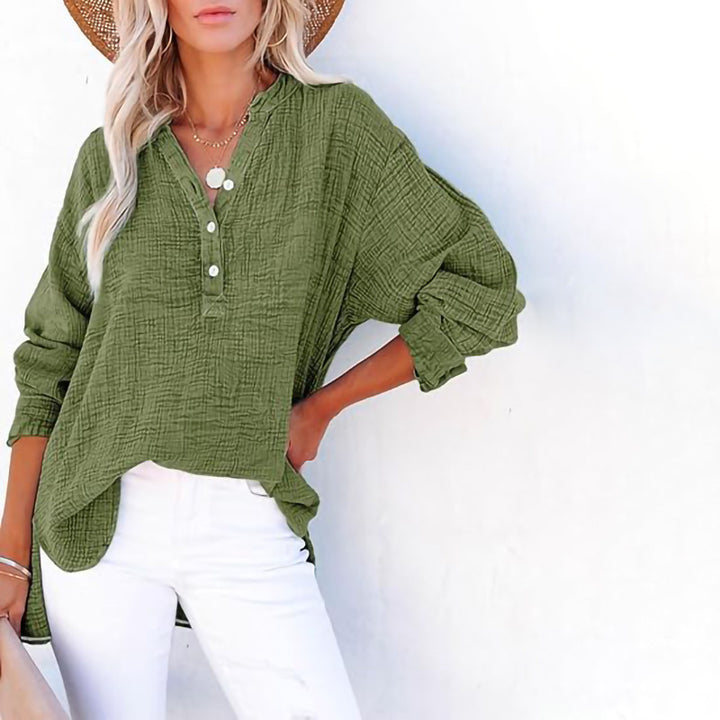 Woman Oversized Casual Shirt with Button Placket Amarae