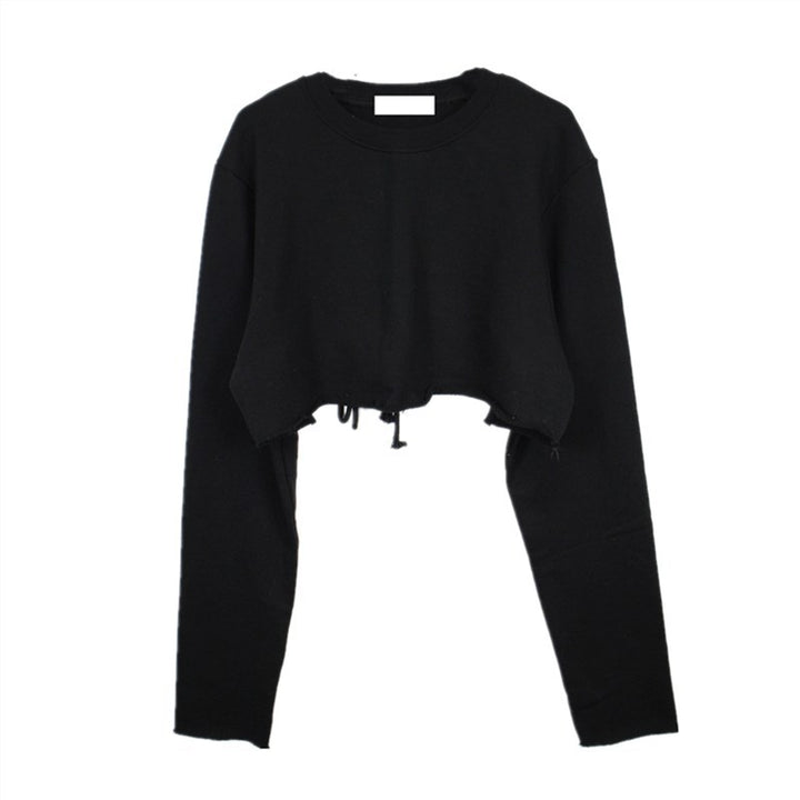 Sweat-shirt court décontracté pour femmes avec cordon de serrage réglable Chic & Stil