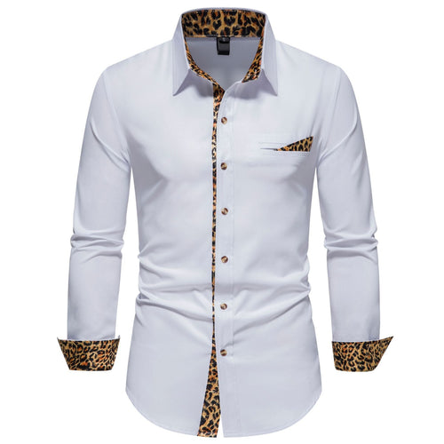 Men's Elegant Long-Sleeve Shirt with Leopard Pattern Amarae