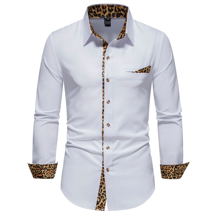 Men's Elegant Long-Sleeve Shirt with Leopard Print Amarae