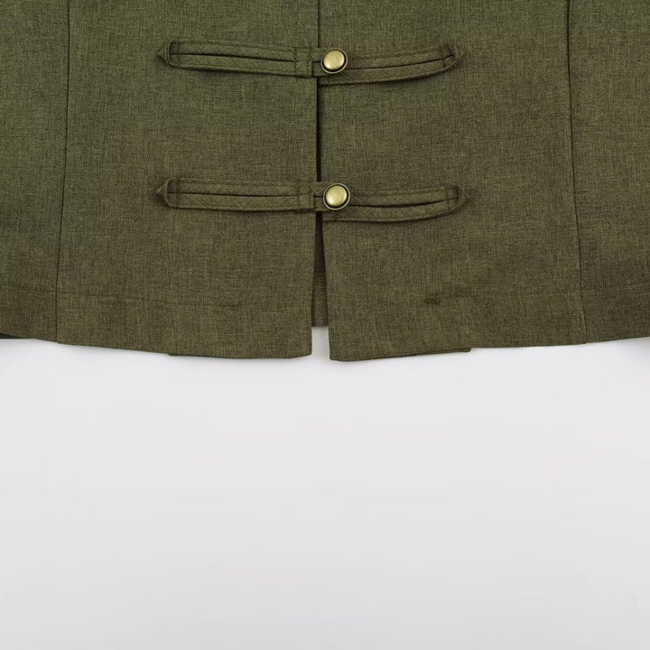 Women’s short jacket in Mandarin style with decorative toggle closures and tailored seam line Amarae