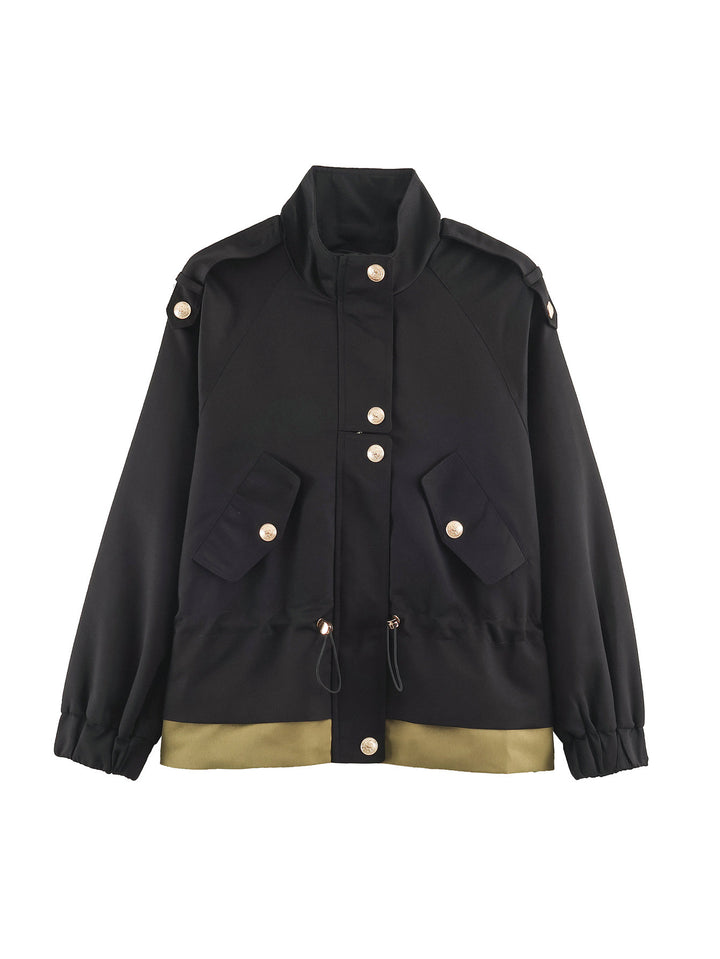 Women's short parka in field style with drawstring, flap pockets and stand-up collar Amarae