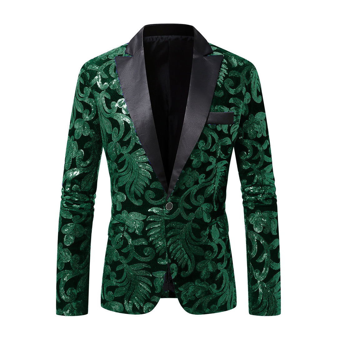 Elegant velvet jacket for men with floral sequin patterns Lune London