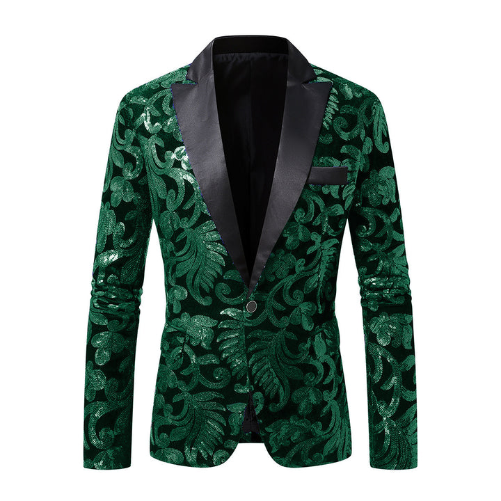 Elegant velvet jacket for men with floral sequin patterns Lune London