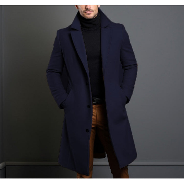 Men's knee-length classic coat with padded lining and elegant button placket Amarae