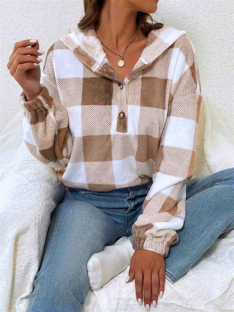 Ladies Chic and Stylish Checkered Hoodie