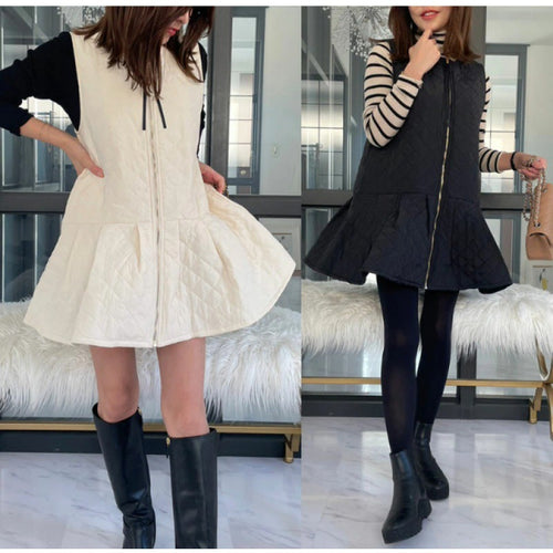 Gilet matelassé pour femme avec jupe évasée et fermeture éclair pratique Chic & Stil