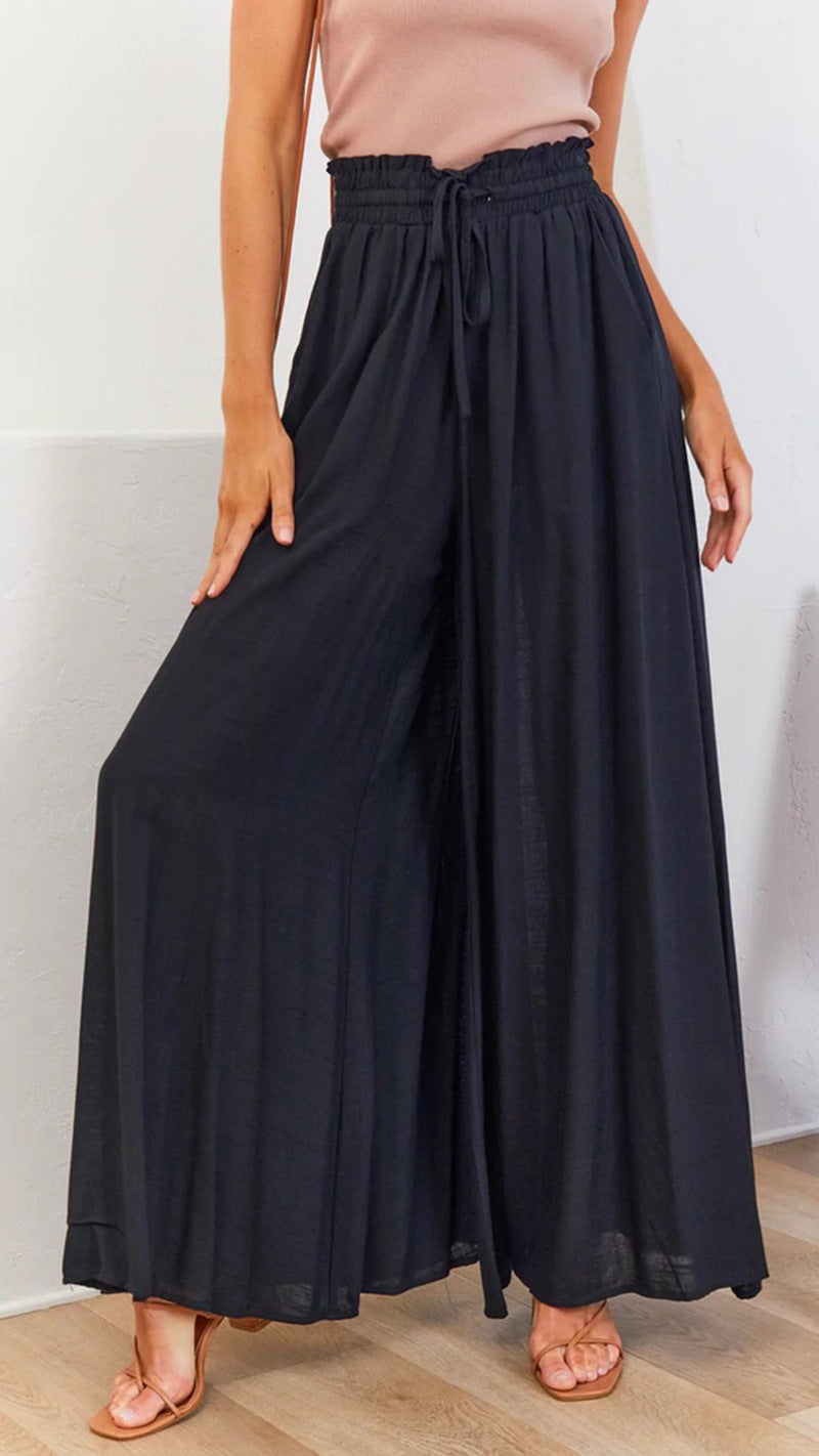 Wide Palazzo pants for women with elastic waist and practical side pockets Lune London
