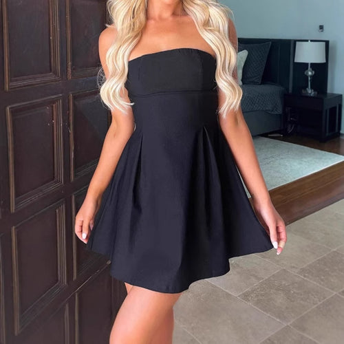 Off-shoulder mini dress for women with voluminous skirt and elegant gathers Amarae