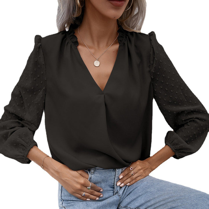 Elegant women's blouse with structured sleeve detail Lune London