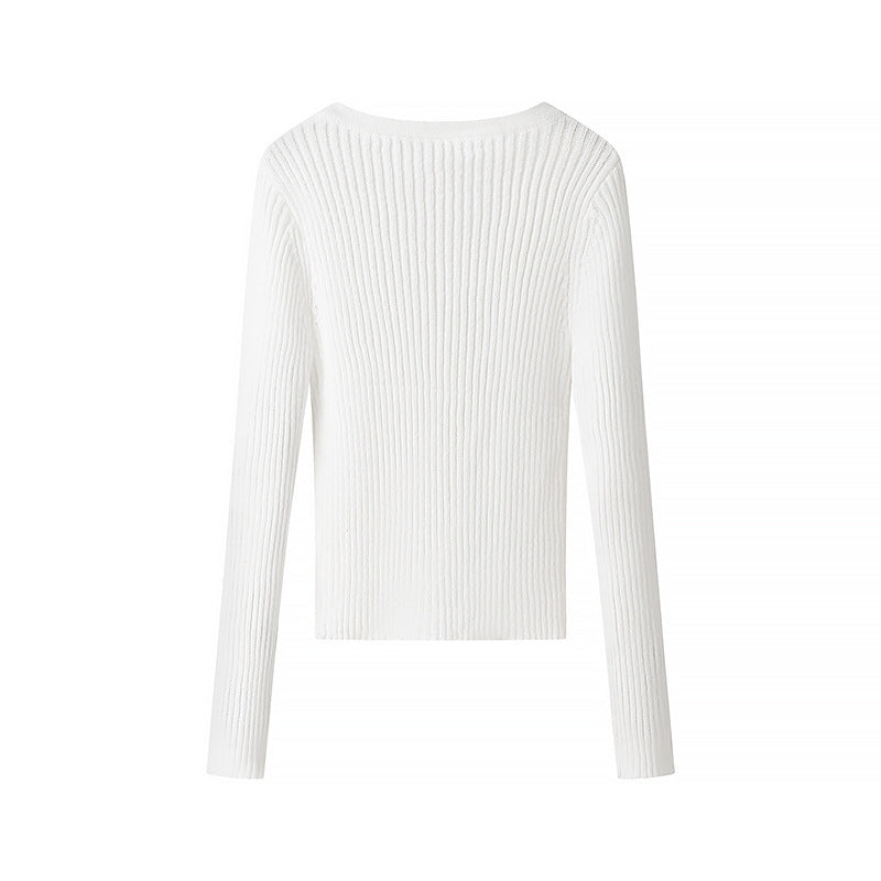 T-shirt à manches longues en ribbed pour femmes avec patte de boutonnage Chic & Stil