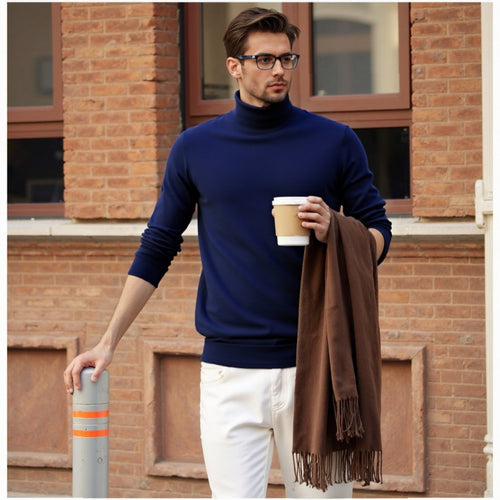Men's Elegant Turtleneck Sweater in Fine Wool Amarae